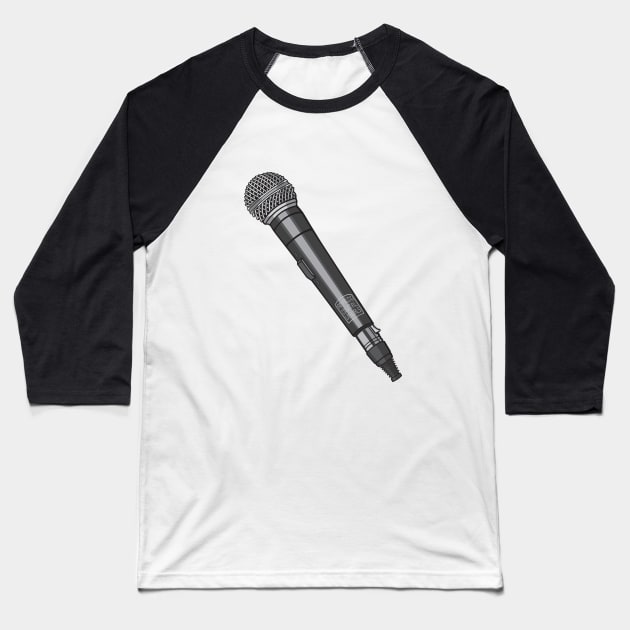 Microphone (Charcoal Colorway) Analog / Music Baseball T-Shirt by Analog Digital Visuals